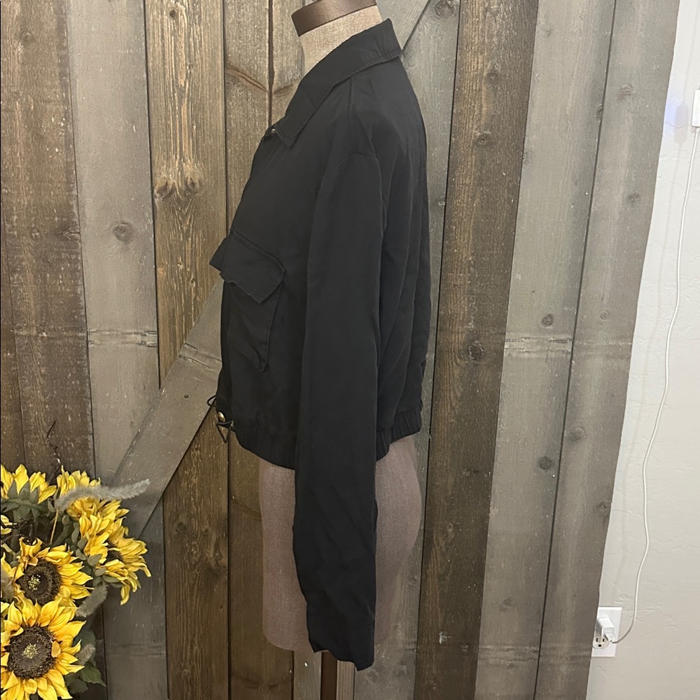 Lulus Eldora Black Button up Cropped Utility Jacket | Size Small - Picture 6 of 12